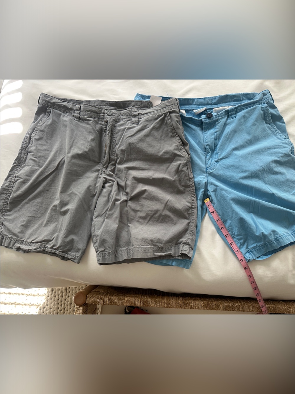 Columbia Men’s Flat Front Shorts in Gray and Light Blue - price is for both.